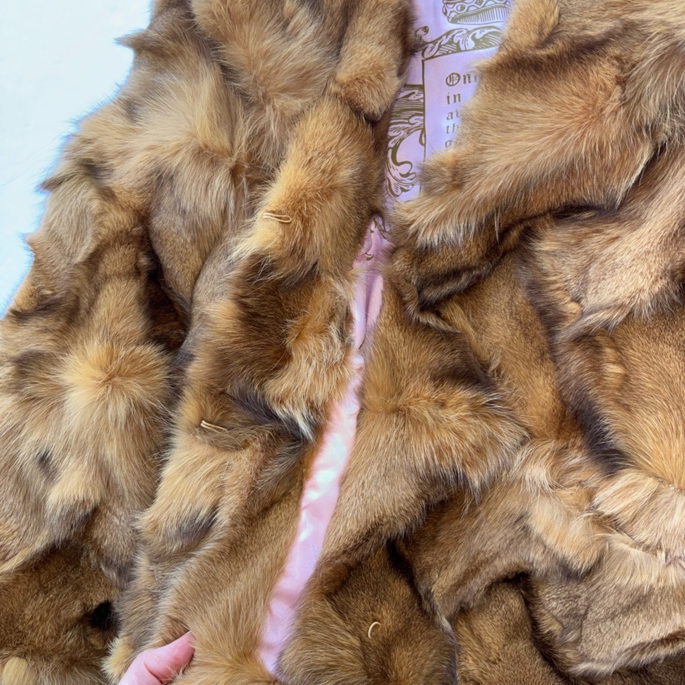 Vintage Y2K Juicy Couture Brown Fox Fur Jacket Pam Gela Mink Genuine P XS Glam S - Picture 10 of 17